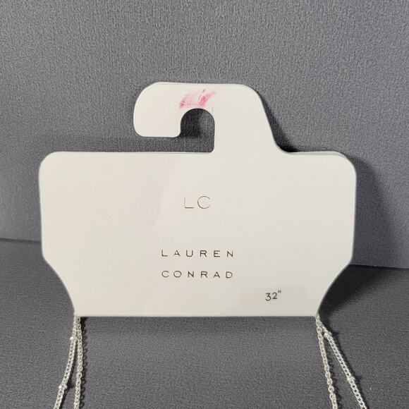 Lauren Conrad Silver Tone Pink & Cream Beaded Layered Necklace 32" +3" Extender - Picture 4 of 12